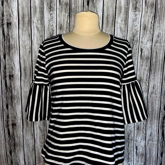W5 Anthropologie Striped Blouse Navy Blue Size S - Picture 1 of 5